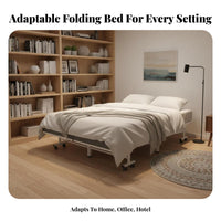 Space-Saving foldable Single Bed Easy to Fold Portable Cot Reinforced Frame Temporary Bedding robustDuty for Adults, Office Workers, Travelers, resting, Small Apartments, Hotel Rooms, Travel