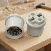 Outdoor Lighting Bulb Holder for High Power E40-Style Lamps, Marine Lighting Heavy Duty Glazed Porcelain, 20A High Current Ceramic Lamp Holder