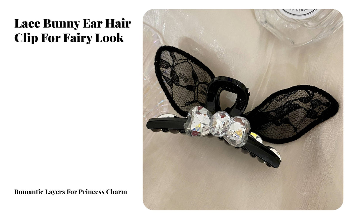 Hare Ear Hair Clip Enchanting Look Decorative Hair Clasp Lightweight Lace Elf Ear Barrette for Women, Girls, Daily Wear, Festivals, Themed Events