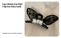 Hare Ear Hair Clip Enchanting Look Decorative Hair Clasp Lightweight Lace Elf Ear Barrette for Women, Girls, Daily Wear, Festivals, Themed Events