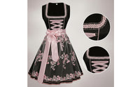 Dirndl Dress with Apron Lace-up Costume Dress with Apron Floral Dirndl for Festive Gathering, Halloween