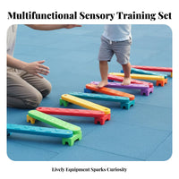Indoor/Outdoor Use Sensory Training Balance Path Improves Physical Skills Modular Balance Beam Set Develops Coordination Kids Stepping Stones and Beams Non-Slip Surface for Preschoolers, Toddlers, Kindergarten, Daycare, Playroom