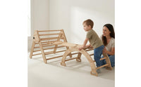 Indoor Pikler Triangle Natural Wood Wooden Climbing Triangle Arched Section Foldable Climbing Frame Polished Surface