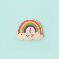 13 Pieces Rainbow Milestone Plaques with Base Boho Wooden Milestone Plaques