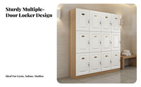 Wooden Changing Room Cabinet Sturdy and Lockable Storage Cabinet Easy to Clean Multiple-Door Storage Locker for Employees, Students, Gym, Office