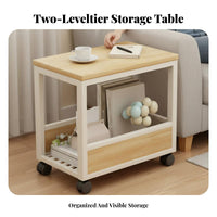 Movable Design Mobile Side Table with Wheels Multi-Tier Storage Stand Versatile Household Furniture Sturdy Construction for Apartment Dwellers, Office Workers, Living Room, Bedroom, Balcony, Small Areas