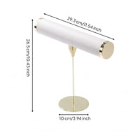 PU Leather Wrapped T-Shaped Display Bar Jewelry Display Stand Gold-Tone T-Shaped Jewelry Stand Freestanding Accessory Storage Padded-Looking