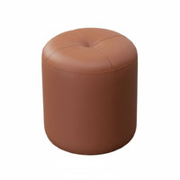 Genuine Leather Upholstered Pouf Light Luxury Design Low Stool Multi-Functional Footrest Space-Saving for Children, Homeowners, Living Room, Beside Coffee Table, Small Spaces, Entryway