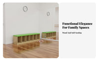 child-safe Height Padded Shoe Cubby Bench Multi-Functional Design Cubby Bench with padding Multifunctional children's Furniture Space-Saving for Toddlers, Homeowners, Kindergarten, Dance Studio, Classroom, Entryway