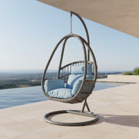 Hanging Basket Chair with Stand Cushioned Hanging Chair with Stand Indoor Outdoor Furniture for Adults, Balcony, Living Room, Reading Corner