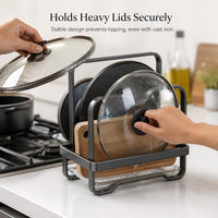 Stainless Steel Kitchen Countertop Pot Lid and Cutting Board Storage Rack