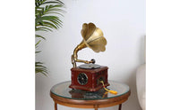 Phonograph-Style Speaker Indoor Display Tabletop Bell Speaker Decorative Home Audio for Music Playback