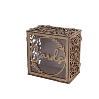 Party Decoration Wooden Wedding Card Box Romantic Design Hollow Wedding Card Holder Large Capacity Wooden Envelope Box for Couples, Brides, Grooms, Valentine