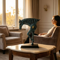 Horse Sculpture with Pedestal Sleek Horse Statue Luxury Ornament for Homeowners, Office