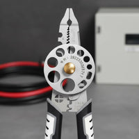 Industrial Grade Wire Stripper Pliers Rotating Wheel Wire Stripping Pliers Multi-Function Hand Tool Ergonomic Handle for Electricians, Wiring Work, Electrical Repair