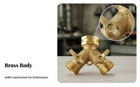 Rubber Sealing Rings Dual Shut off Hose Splitter Full Metal Body Brass Hose Splitter Rustproof Outdoor Tool Leak-Proof