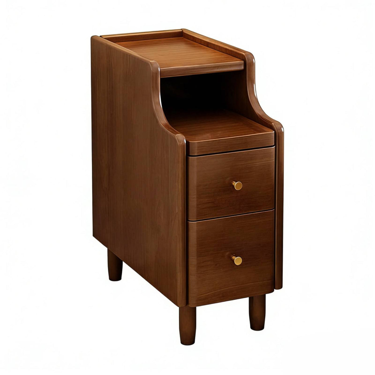 Space-Saving Narrow Storage Cabinet Modern Design Slim 2-Drawer End Table Minimalist aesthetic Nightstand Multi-Purpose for Apartment Dwellers, Students, Homeowners, Bedroom, Small Spaces, Dorm Room, Entryway