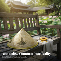 Sun Protection Conical Bamboo Hat Traditional Design Pointed Bamboo Hat water-resistant Woven headwearwear Handmade for entertainers, Outdoor Workers, Stage Performances, Gardening, Cultural ventilation fabrics, Photo Shoots