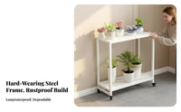 2-Tier Rolling Plant Stand Floor-Standing Flower Rack Large Capacity for Balcony