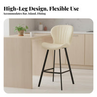 Light Luxury Upholstered High-Back Stool Modern Design Counter Chair with Footrest Home Furniture Comfortable Cushion for Homeowners, Adults, Bar Owners, Kitchen Island, Cafe, Pub, Dining Room