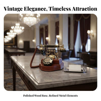 Rotary Dial Telephone No External Power Needed Vintage Rotary Phone Hand Woven Cloth Cord Antique Design Fixed Line Phone for Adults, Office