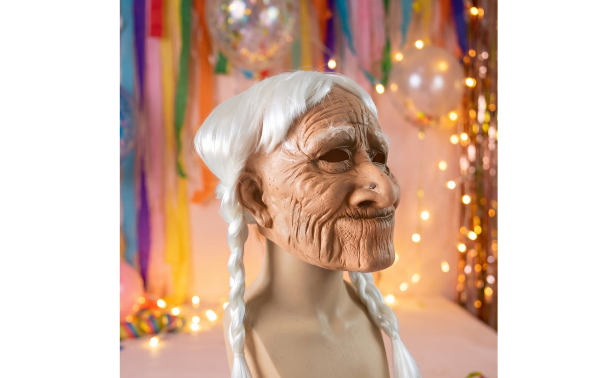Old Lady Face Covering Realistic Old Woman Face Covering Creepy Costume for Adults