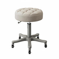 Effortless Rolling Casters Upholstered Adjustable Task Stool Sturdy 5-Star Base Swivel Chair Armless Design Seating Furniture High-Density Foam Cushion for Hairstylists, Professionals, Beauty Salon, Barber Shop, Vanity Area, Studio