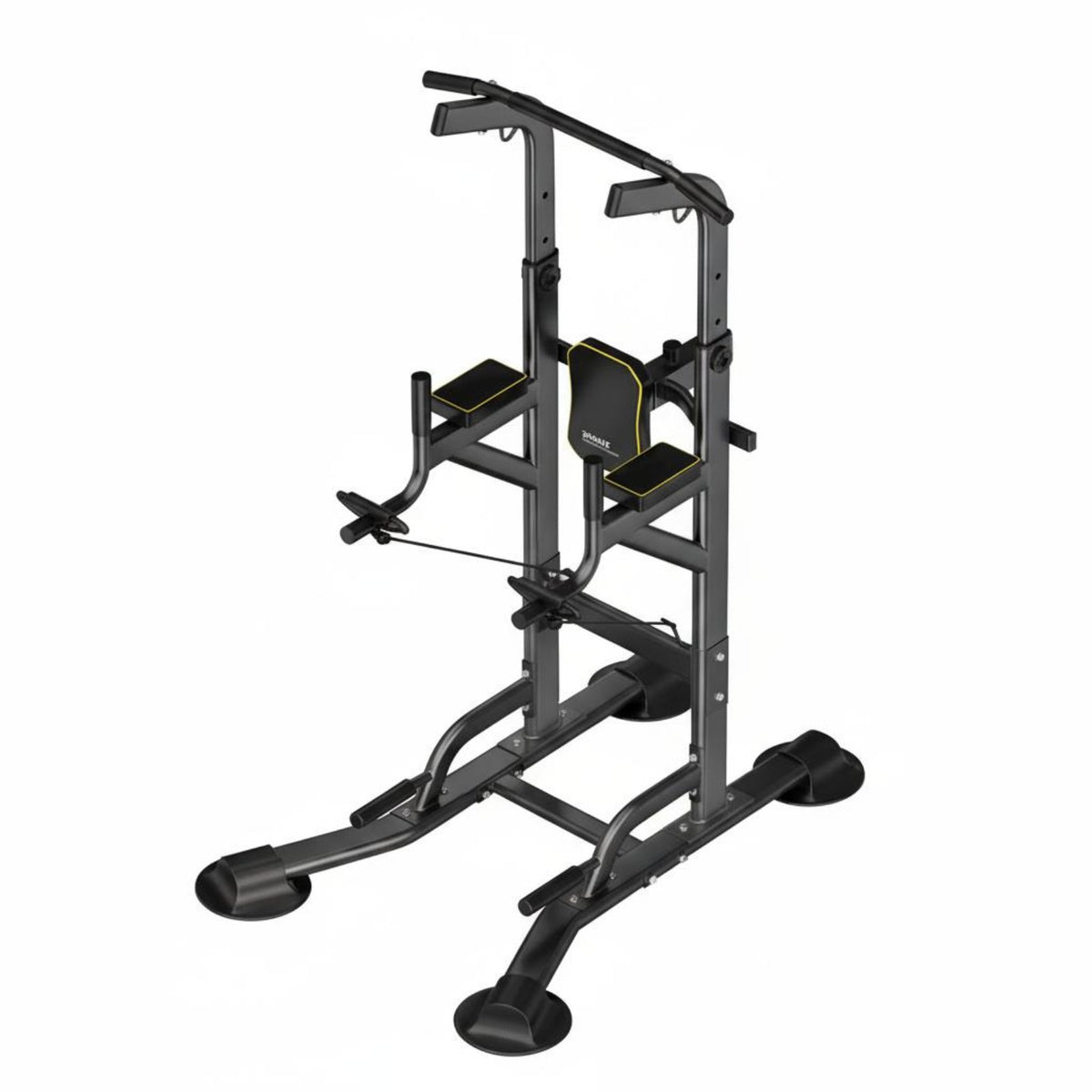 Heavy Duty Steel Frame Freestanding Pull up Bar Adjustable Height Freestanding Pull-up Station Stable Base Design Multi-Function Power Station with Bench Non-Slip Grips for Fitness Enthusiasts, Indoor