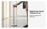 Stainless Steel Queue Pole Heavy-Duty Base Retractable Belt Stanchion Easy Installation Crowd Control Post with Belt for Venue Managers, Banks, Hotels