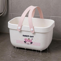 Cartoon Portable Drainable Storage Basket for Bathroom, Toiletries, Toys, and Sundries