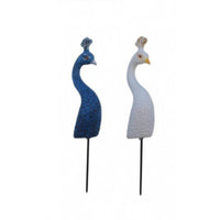 Resin Peacock Garden Stake Hand-Painted Peacock Ornament Feather Texture Bird Stake Decoration Potted Plant Display for Flower Beds, Courtyard
