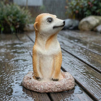 Natural Finish Meerkat Resin Figurine Painted Face Meerkat Garden Statue Outdoor Resin Creature Figurine Weather-Resistant for Flowerpot