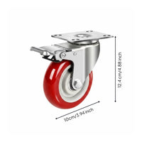 Quiet Operation Polyurethane Swivel Wheels No Noise Polyurethane Trolley Wheel Wear Resistant Swivel Caster with Brake 360 Degree Rotation for Industrial, Garage
