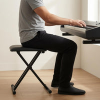 Cross-Brace Design Piano Stool Cushioned Seat Music Furniture Padded
