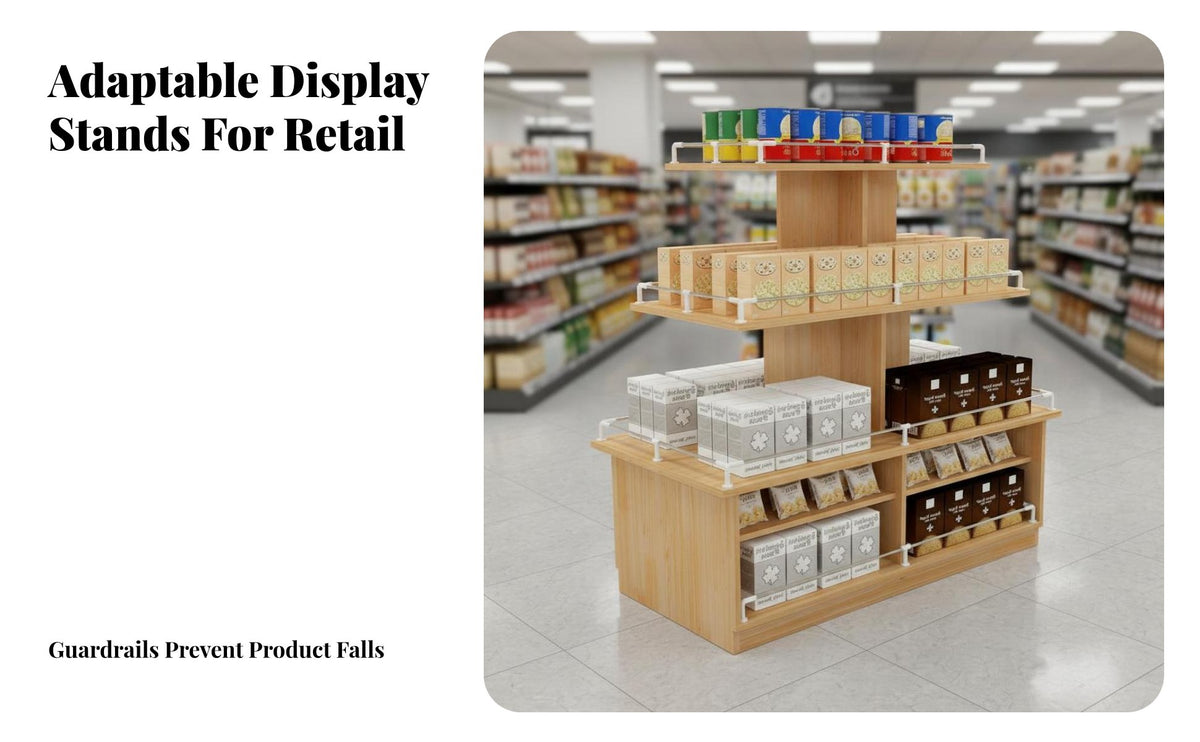 Stable Structure Shop Display Table with Cabinet Strong Load-Bearing Multi-Tier Island Display Versatile Supermarket Gondola Shelf Wear-Resistant for Shopkeepers, Small Business Owners, Temporary Shops, Trade Display S, Farmers Markets, Book Shop