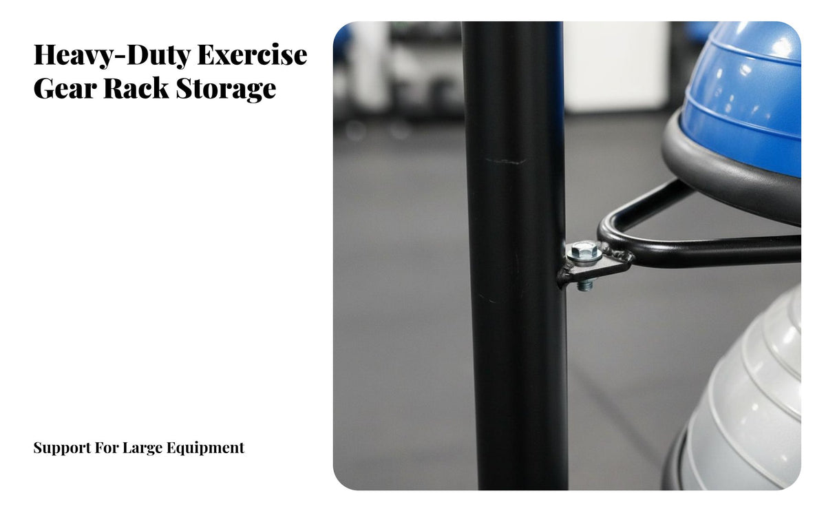 Space-Saving Exercise Ball and Mat Holder Large Capacity Vertical Exercise Ball Rack Stable Design Vertical Fitness Storage Stand Universal Fit