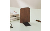 Wooden Bookend with Metal Base Freestanding Desktop Bookend Non Skid Bookcase Bookends for Readers, Students, Desk, Bookshelf, Office