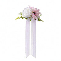 Lightweight Artificial Flower Decoration Hanging Flower Ornament with Ribbon Colorful Artificial Flowers Soft for Car Mirror, Chair Back, Weddings