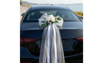 Romantic Artificial Flower Decoration with Veil Elegant Wedding Car Decoration Universal Decorations Easy-Install for Brides