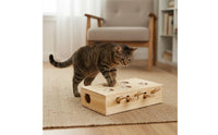 Solid Wood Feline Whack-a-Rodent Toy Interactive Lever Action Feline Toy Boredom Relief for Cats, Kittens, Indoor