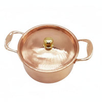 Small Copper Pot European Style Single Person Induction Pot Personal Size Copper Stockpot with Lid for Dining Table, Kitchen
