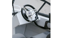 Marine Steering Wheel Black rims 3 Spoke Boat Steering Wheel Polished Metal for Boats, Yachts