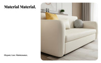 Space-Saving Design Pull-extendable Loveseat with Storage Two-Person Seating Sleeper Sofa Extendable transformable Couch Cream-Colored for Apartment Dwellers, Homeowners, Young Adults, Small Spaces, Home Office