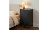 Leaf Pattern Five-Drawer Cabinet Turned Legs Narrow Storage Cabinet Freestanding