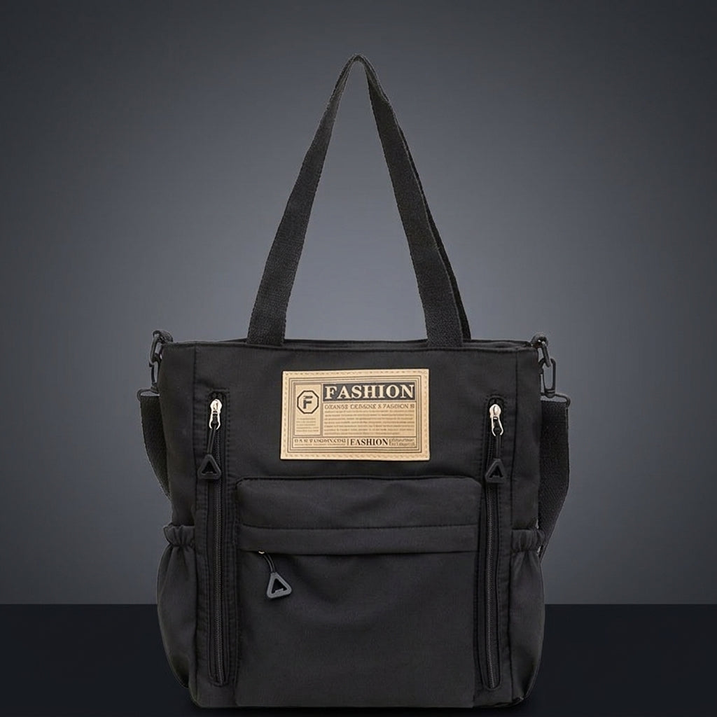 Travel Bag and Tote Bag with Zip for Women, Horizontal Square School Bag with 2 Front Pockets, Versatile Work Bag and Crossbody Bag, 1 Pack