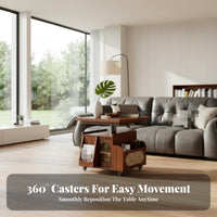 Transformable Elevate-Top Coffee Table Multi-Functional Living Room Furniture Space-Saving Design 360° Rolling Wheels