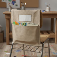 Sturdy Classroom Chair Pocket Wear-Resistant Jute Chair Pocket Easy to Organize Seat Sack Name Slot for Students, Teachers, School