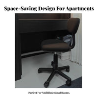 Space-Saving Design Armless Low-Back Task Chair Adjustable Height Desk Seat Ergonomic Office Furniture 360-Degree Swivel for Students, Adults, Teenagers, Small Areas, Study Room, Bedroom