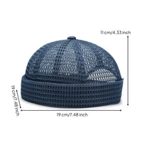 Mesh Skullcap Breathable Mesh Hat with Folded Band Netted Beanie Lightweight Brimless Hat Open-Knit for Men