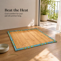 Pet Cooling Bamboo Mat for Dogs and Cats, Chew-Resistant Summer Sleeping Pad